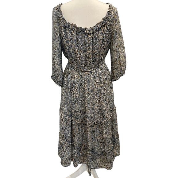 Anthropologie‎ Kira Blue Floral Off-Shoulder Peasant Midi Dress Cottage Boho 12 - Picture 3 of 12